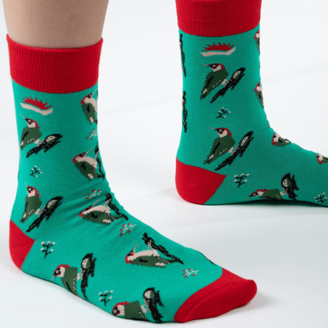 GREEN WOODPECKER BAMBOO SOCKS - HEDGY SOCKS